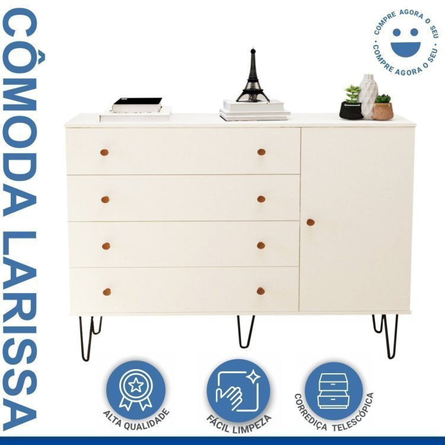 Conjunto Guarda Roupa Solteiro Premium 138cm 2 Portas e Cômoda 129,5cm 1 Porta 4 Gavetas Minastex - 11