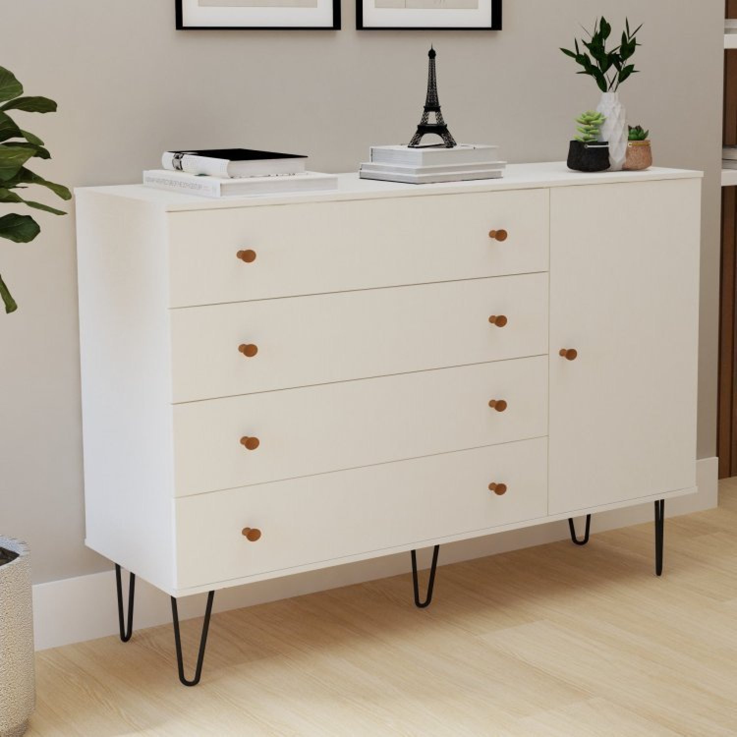 Conjunto Guarda Roupa Solteiro Premium 138cm 2 Portas e Cômoda 129,5cm 1 Porta 4 Gavetas Minastex - 12