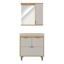 Ver imagem 5 de Armário Conjunto de Banheiro com Gabinete, Cuba e Espelheira LED 80 cm Bege Carvalho Nature/Arenas