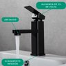 Torneira de Banheiro Monocomando para Bancada Mesa Estilo Inustrial Quadrada na Cor Preta Água Quent - 2