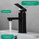 Ver imagem 2 de Torneira de Banheiro Monocomando para Bancada Mesa Estilo Inustrial Quadrada na Cor Preta Água Quent