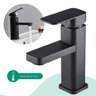 Torneira de Banheiro Monocomando para Bancada Mesa Estilo Inustrial Quadrada na Cor Preta Água Quent - 1