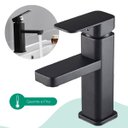 Ver imagem 1 de Torneira de Banheiro Monocomando para Bancada Mesa Estilo Inustrial Quadrada na Cor Preta Água Quent