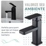 Torneira de Banheiro Monocomando para Bancada Mesa Estilo Inustrial Quadrada na Cor Preta Água Quent - 3