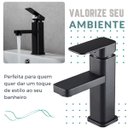 Ver imagem 3 de Torneira de Banheiro Monocomando para Bancada Mesa Estilo Inustrial Quadrada na Cor Preta Água Quent