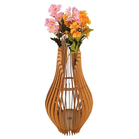 Vaso de Chão Decorativo Grande Andromeda Mdf:mdf Cru/85x30cm