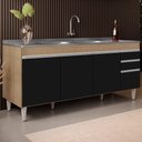 Ver imagem 6 de Balcão Gabinete com Pia 180cm Dallas Castanho/preto - Lumil
