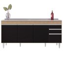 Ver imagem 2 de Balcão Gabinete com Pia 180cm Dallas Castanho/preto - Lumil