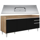 Ver imagem 1 de Balcão Gabinete com Pia 180cm Dallas Castanho/preto - Lumil