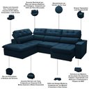 Ver imagem 4 de Sofá 4 Lugares Retrátil Reclinável Chaise Esquerdo 288cm Solin F04 Veludo Azul - Lyam Decor