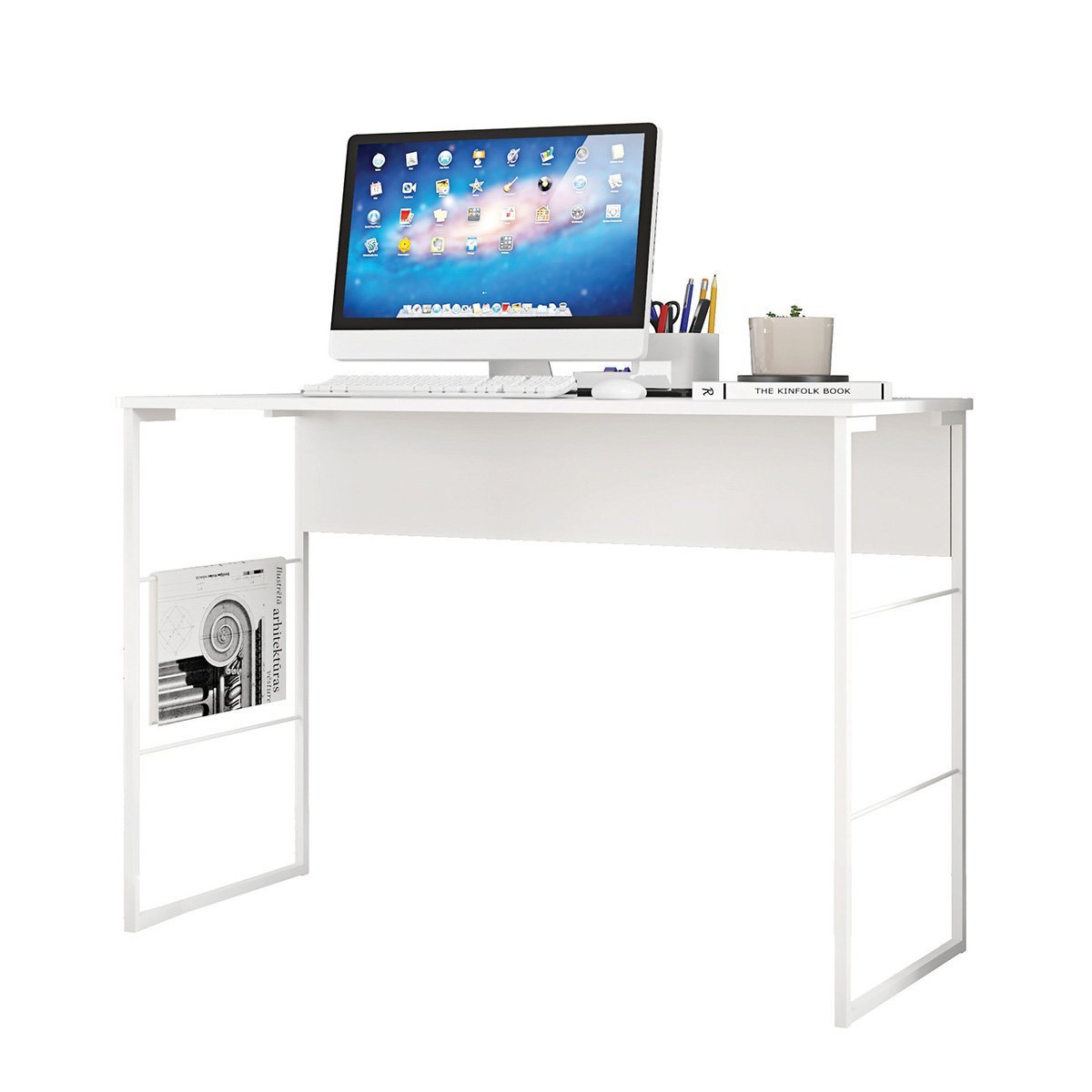 Mesa industrial para Computador Notebok escritório estudo Caemmun Tamanho 90,6x45x75:Branco - 1
