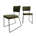 Ver imagem 3 de Cadeira de Jantar Minimalista Roma Tricô Verde Base Aço Preto - Ooca Móveis