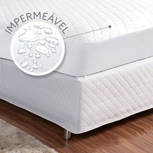Conjunto Capa para Colchão Impermeável Casal + Saia Box Matelada Branca