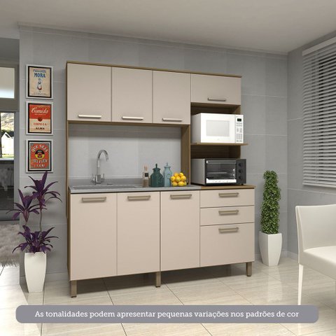 Cozinha Compacta 182,10cm 8 Portas e 2 Gavetas sem Tampo sem Fundo 354 Luciane Móveis