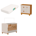 Ver imagem 1 de Quarto de Bebe Berço Americano + Comoda Infantil Apolo com Colchão Areia Savana