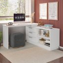 Ver imagem 1 de Mesa Escrivaninha com Cômoda com 3 Gavetas e 2 Nichos American Branco