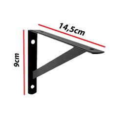 KIT 12 PEÇAS SUPORTE MÃO FRANCESA P/ PRATELEIRA DE 15CM- PRETA - 2