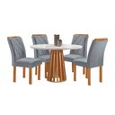 Ver imagem 2 de Mesa Kansas 100cm 4 Cadeiras Arthus Tampo Redondo Plus Vidro Off White
