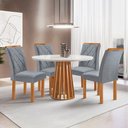 Ver imagem 1 de Mesa Kansas 100cm 4 Cadeiras Arthus Tampo Redondo Plus Vidro Off White