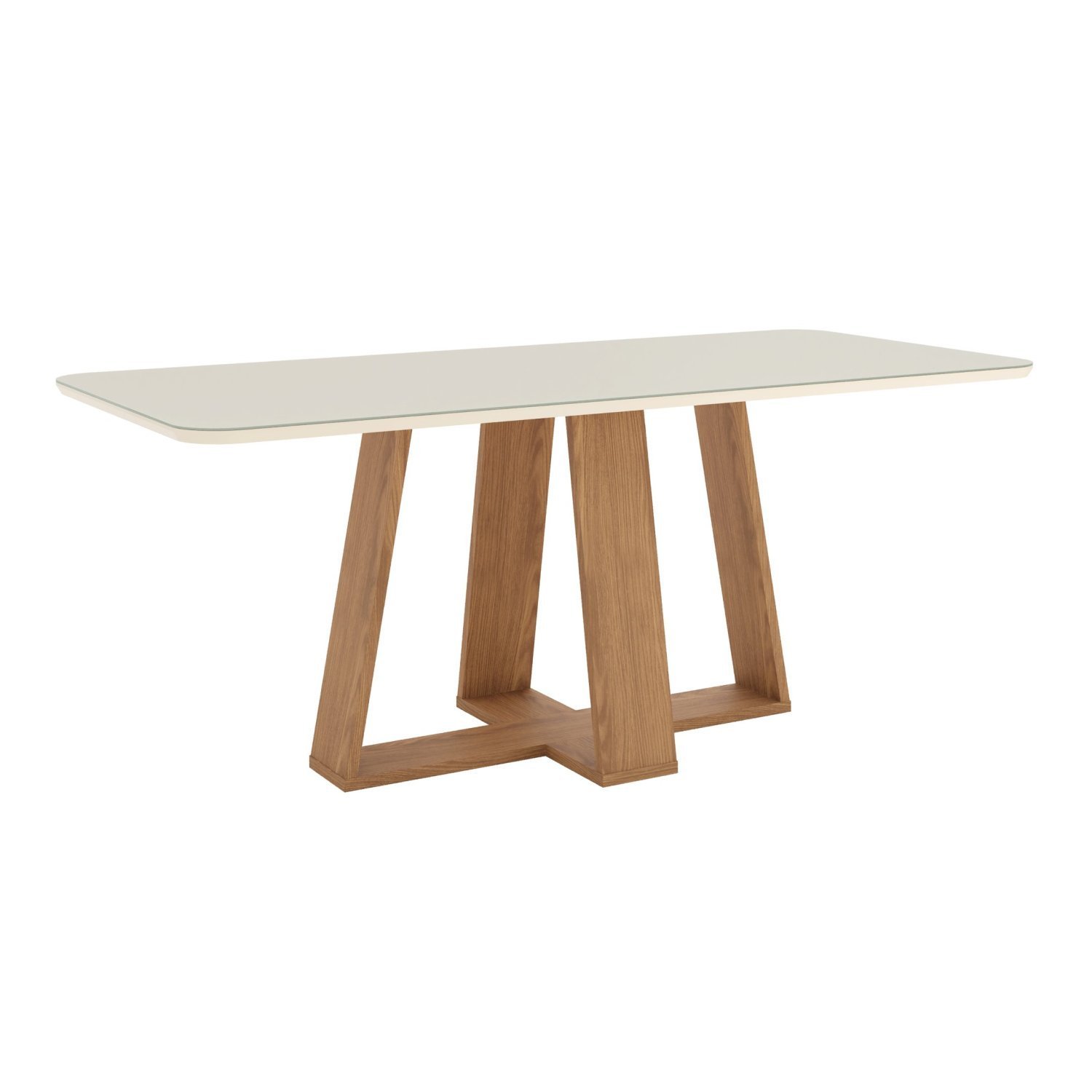 Mesa de Jantar para 8 Lugares 2m Tampo Mdf e Vidro Canto Arredondado Lins - 2