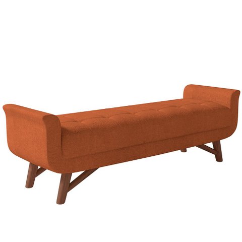 Puff Recamier Decorativo com Pés em Madeira 195 Cm Itália Bouclê Terracota - Lyam Decor