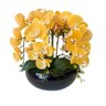 Arranjo 6 Flores Orquídeas Artificial Amarelas Vaso Preto - 1