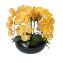 Ver imagem 1 de Arranjo 6 Flores Orquídeas Artificial Amarelas Vaso Preto