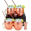 Ver imagem 1 de Kit 4 Canecas Moscow Mule Em Cobre Martelada 530ml Vitino Canena Moscow Mule Cobre Martelado