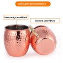 Ver imagem 3 de Kit 4 Canecas Moscow Mule Em Cobre Martelada 530ml Vitino Canena Moscow Mule Cobre Martelado