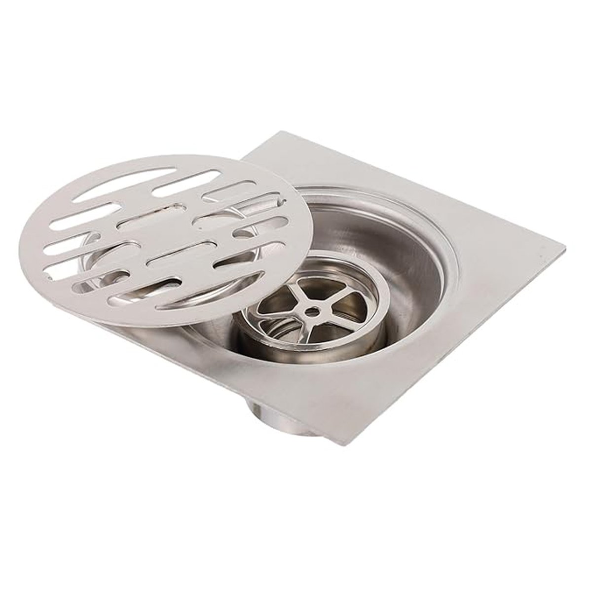 Ralo 10x10 Aço Inox Kit 4 Unidades Banheiro Lavabo Seguro Higienico Resistente - 4