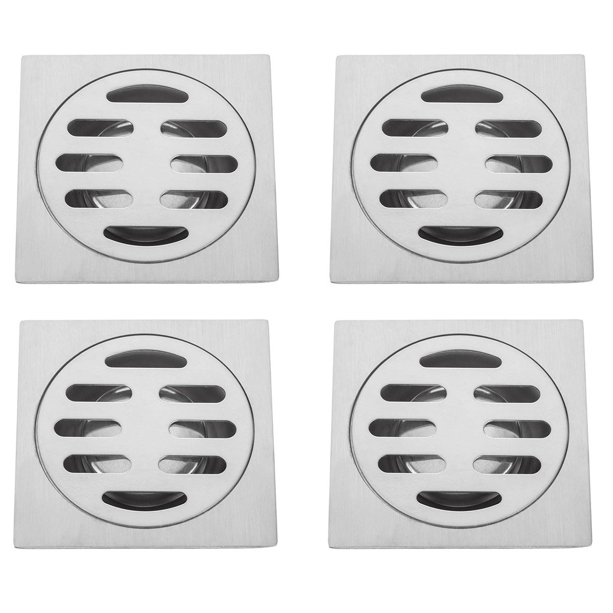 Ralo 10x10 Aço Inox Kit 4 Unidades Banheiro Lavabo Seguro Higienico Resistente - 1