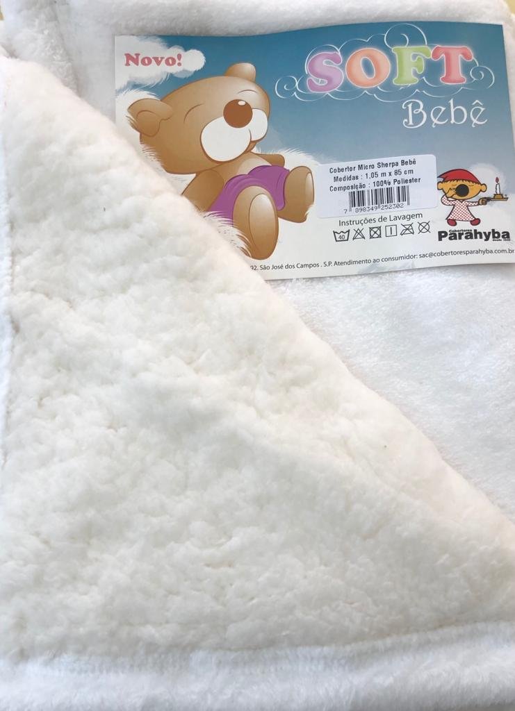 Cobertor Parahyba Mink Sherpa Bebê - Bebê - Branco
