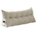 Ver imagem 1 de Almofada de Cabeceira 140 Cm Casal Suede Apoio Cama Quarto Cor:bege
