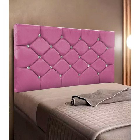 Cabeceira Casal 1.60 Queen Kassi Suede:Rosa