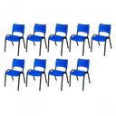 Ver imagem 1 de Cadeira Iso Base Preto Escola, Escritório Azul Kit 9 Un