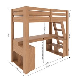 Cama Office Solteiro Adulto com Escrivaninha Star Light Casatema - 3