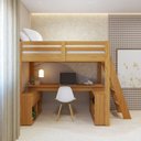 Ver imagem 1 de Cama Alta Beliche Office Solteiro Adulto com Escrivaninha Star Light Marrom/Freijó