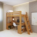 Ver imagem 5 de Cama Alta Beliche Office Solteiro Adulto com Escrivaninha Star Light Marrom/Freijó
