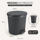 Ver imagem 6 de Lixeira Rattan Cinza Luxo 6 Litros com Pedal Cesto de Lixo para Cozinha Banheiro Lavabo Escritorio e