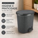 Ver imagem 2 de Lixeira Rattan Cinza Luxo 6 Litros com Pedal Cesto de Lixo para Cozinha Banheiro Lavabo Escritorio e