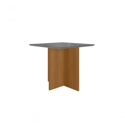 Mesa de Jantar Helô Quadrada Vidro 90cm Cinza Pallazio