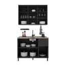 Ver imagem 4 de Armário de Cozinha Modulada Compacta Fidelitá Nara 100% MDF 2 Peças 120cm 6 Portas 2 Gavetas sem