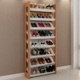 Closet Modulado Aberto-sapateira Aberta 8 Prateleiras 69cm Az1006 Tecno Mobili -amendoa/branco - 1