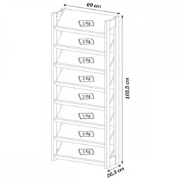 Closet Modulado Aberto-sapateira Aberta 8 Prateleiras 69cm Az1006 Tecno Mobili -amendoa/branco - 3