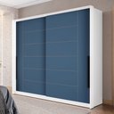 Ver imagem 1 de Guarda-roupa Casal Lisboa 2 Portas 2 Gavetas Branco/azul - Politorno
