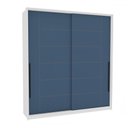 Ver imagem 2 de Guarda-roupa Casal Lisboa 2 Portas 2 Gavetas Branco/azul - Politorno