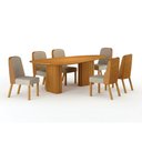 Ver imagem 1 de Conjunto Sala de Jantar Ísis 180cm com 6 Cadeiras Tampo Orgânico s/ Vidro Cinamomo Cinamomo/Sintétic