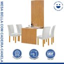 Ver imagem 2 de Conjunto Mesa Bella Ripada 120cm com 4 Cadeiras Canela Tampo Bella com Vidro