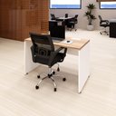 Ver imagem 1 de Plataforma Trabalho 120cm X 60cm 1 Cx de Tomada Pé Painel F5 Cor:macadâmia com Branco
