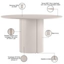 Ver imagem 5 de Mesa Redonda Tampo de Vidro Verbena 135cm Off White N01 com 6 Cadeiras Nadja Linho Cru - Lyam Decor